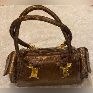 CALLA Women’s Snake Pattern Studded Faux Purse/ Satchel/ Handbag; Bronze; NWOT.